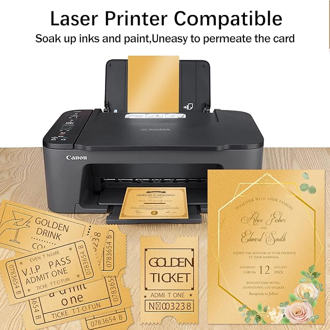 100 Sheets Gold Shimmer Cardstock 8.5 x 11 Metallic Paper, Goefun 80lb Card - Image 4