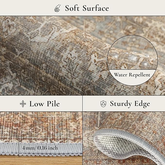 GENIMO 8x10 Area Rugs for Living Room, Machine Washable Non Slip Vintage Rugs - Image 8