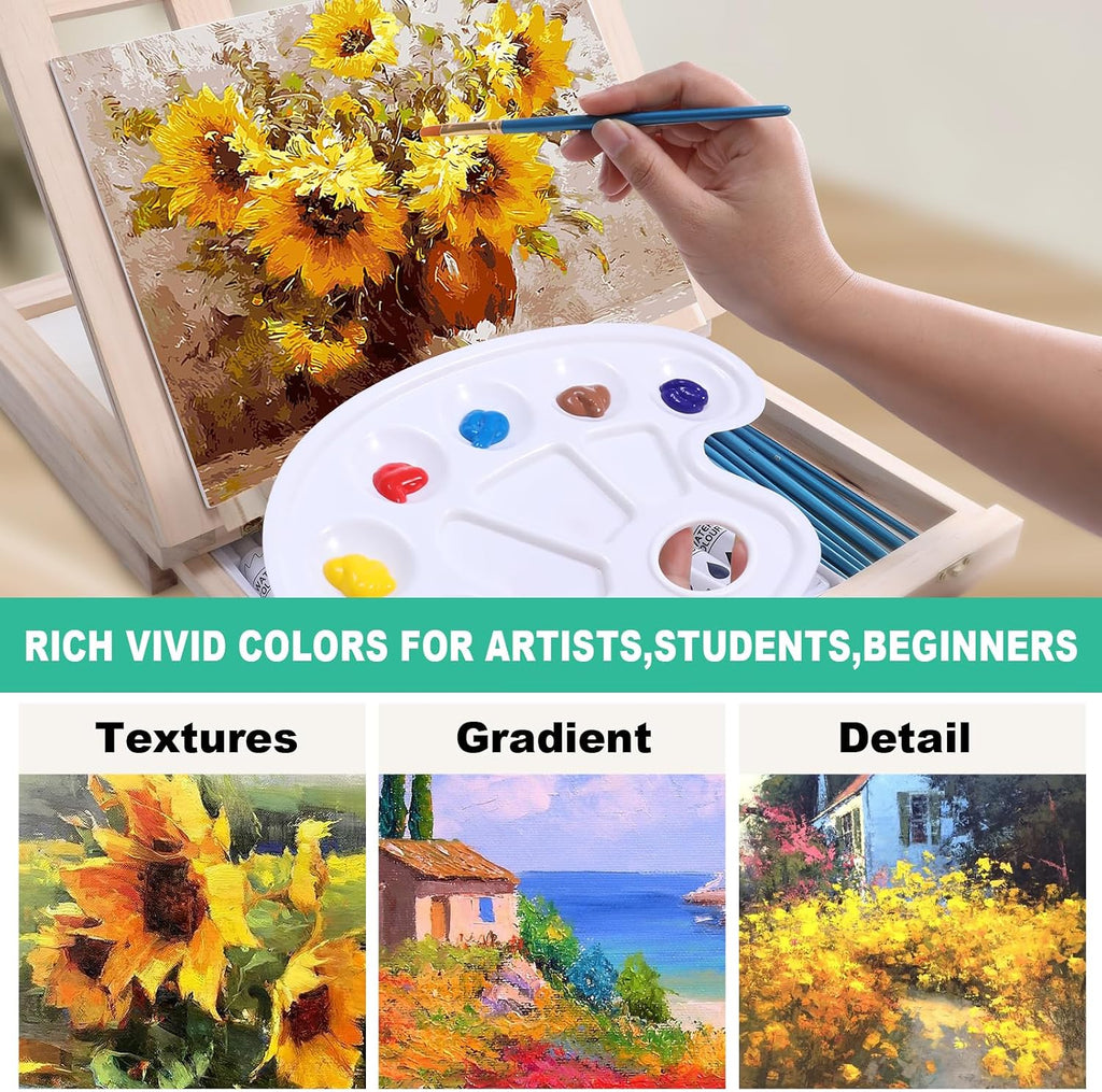 portable wooden tabletop art easel set with 24 on a desk or shelf