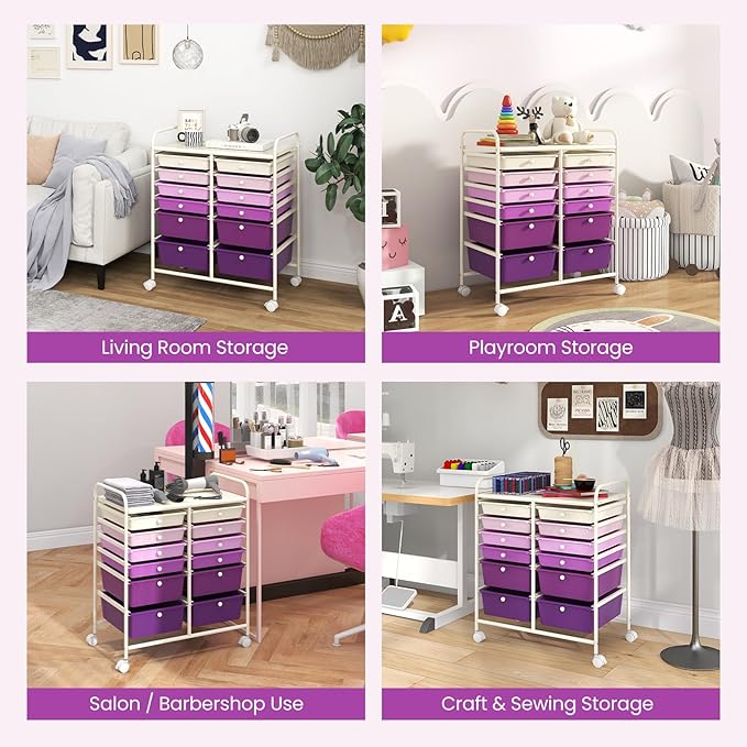 Giantex 12 Drawers Rolling Storage Cart, Classroom Organizers - Image 8