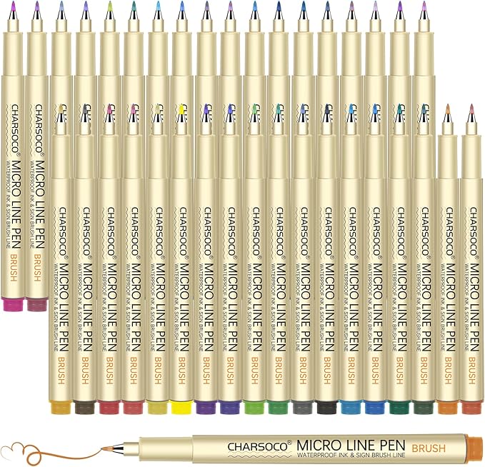 CHARSOCO Arts Sign Brush Pen, Felt Tip Water Based Ink by CHARSOCO
