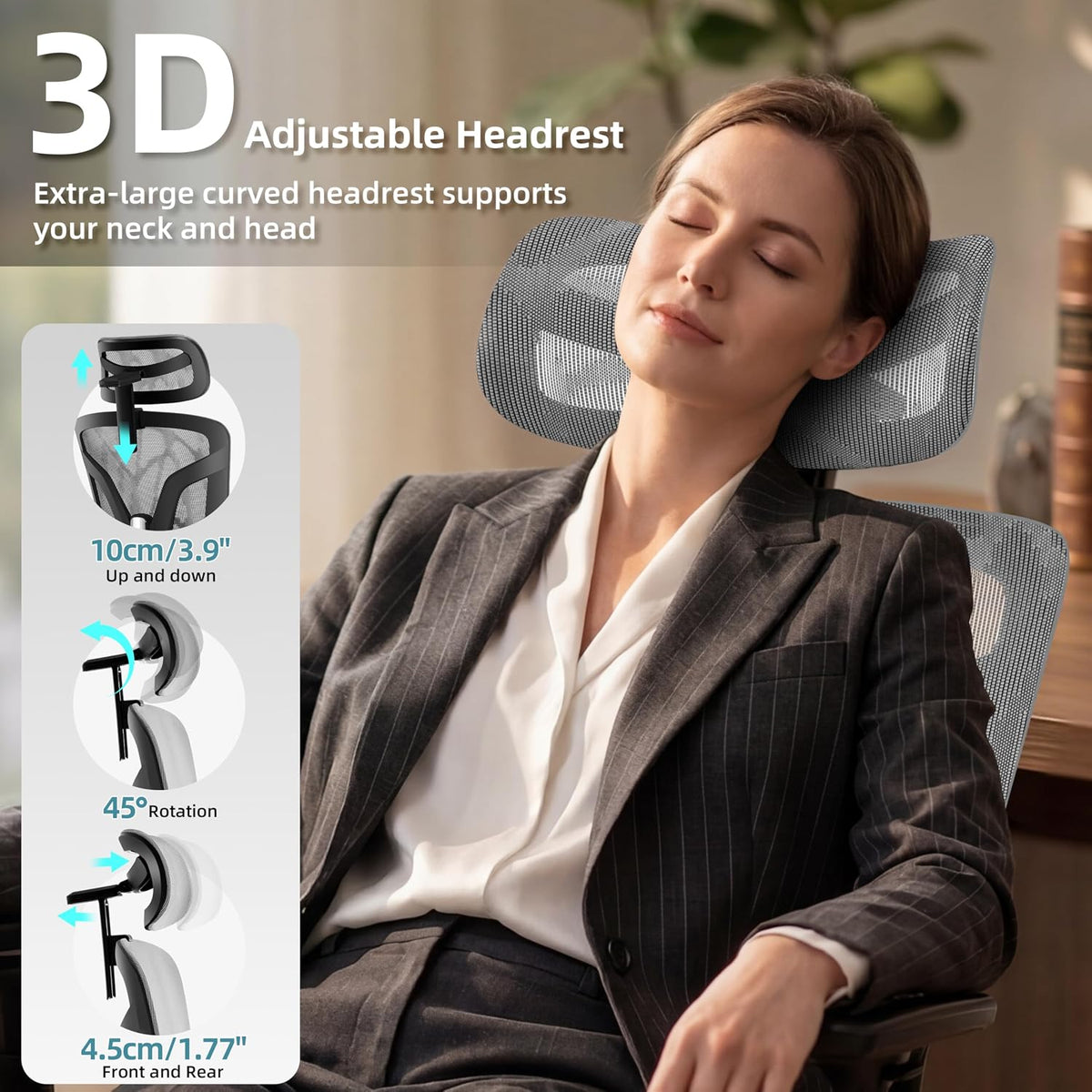 Ergonomic Office Chair with Footrest 4-Level Adjustable Lumbar Suppor