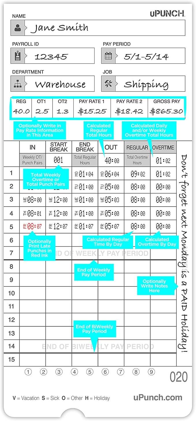 50 uPunch Time Cards for HN4000 - Image 3