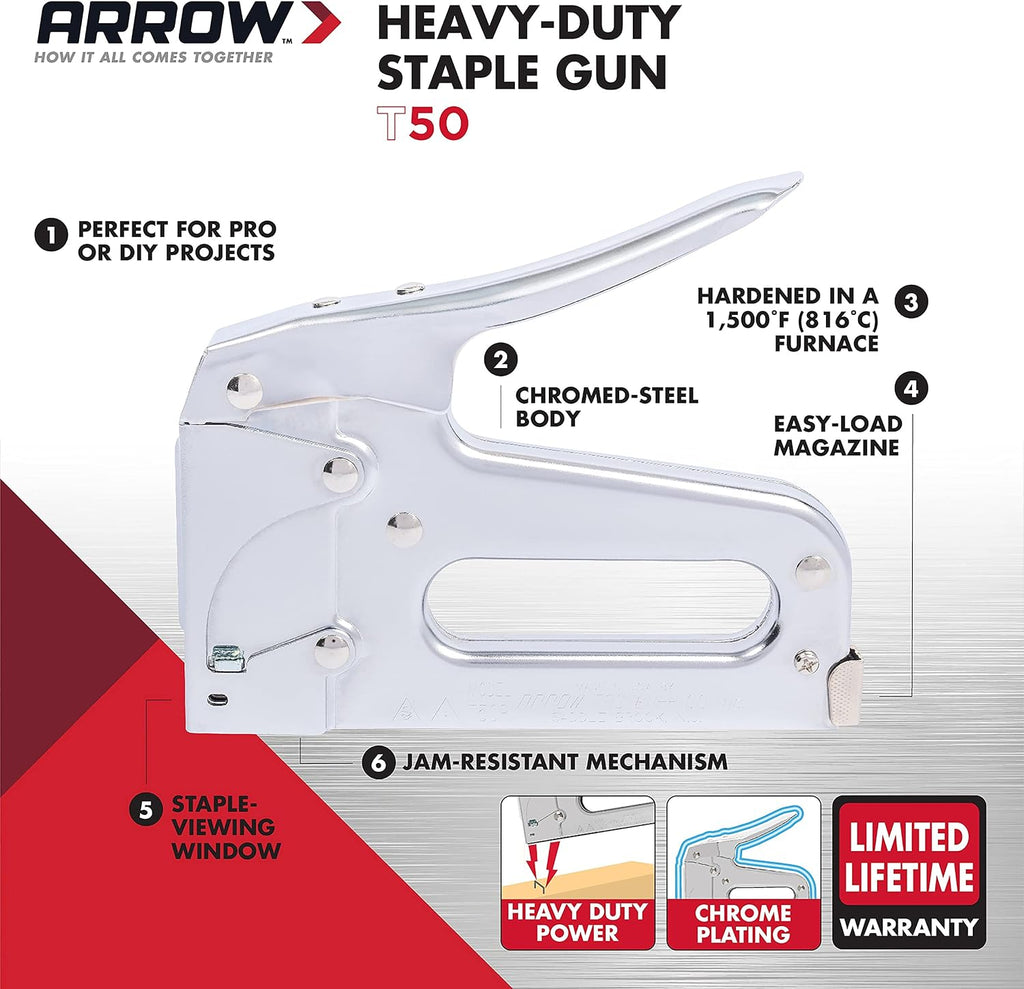 Arrow HT50 Heavy Duty Hammer Tacker + Arrow T50 Heavy Duty Staple Gun