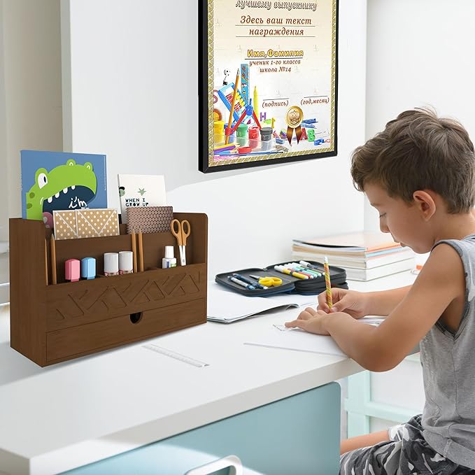 Bamboo Mail Organizer Countertop Desktop - Image 7