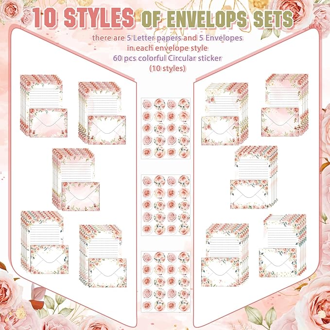 TaoBary 160 Pcs Stationery Paper Set 50 Double Sided Stationery Papers - Image 2