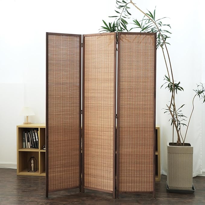 Furnnylane 3 Panel Bamboo Room Divider and Folding Panel Screen, Bamboo Panel by Furnnylane