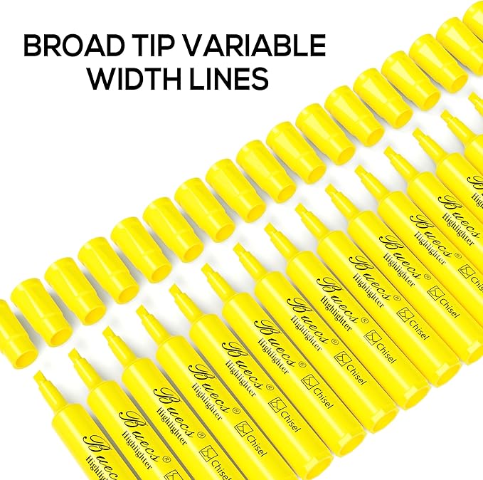 Buecs Highlighters Bulk Pack, Chisel Tip, Fluorescent Yellow, suitable - Image 4