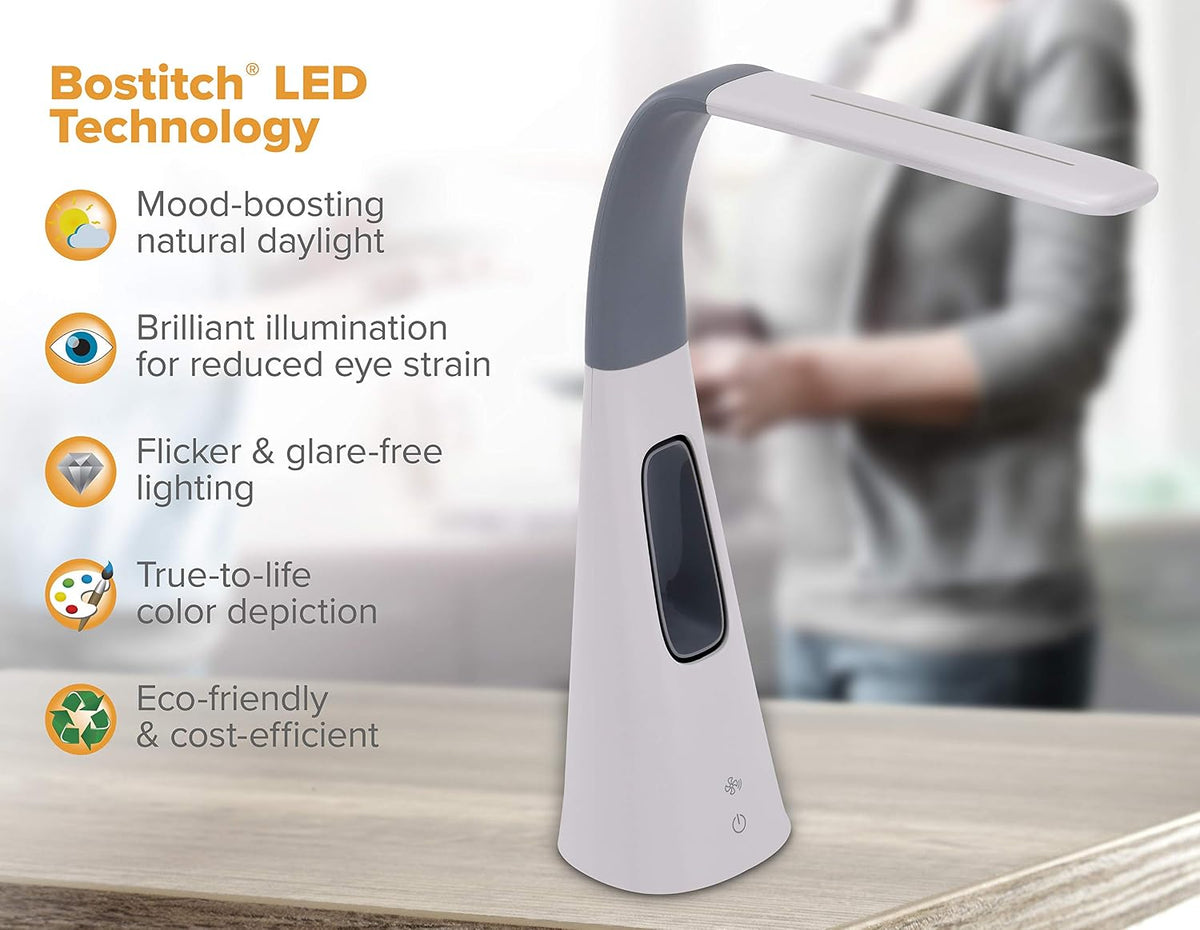 Bostitch Office VLED1603GR Desk Lamp with Bladeless Fan, Dimmable, Adjustable...