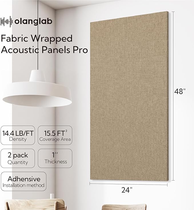 Olanglab Acoustic Panels 2 Pack, Fabric Wrapped Sound Proof Foam Panels - Image 2