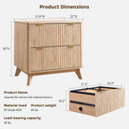 T4TREAM 31.8-Inch Fluted 2 Drawer Lateral File Cabinet, Natural Oak | Filing Cabinet with Files Hanging Rod for Letter, Legal, A4, Large Tabletop for Printer, Wood Printer Cabinets, Home Office