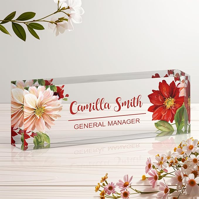 Personalized Name Plate for Desk, Custom Acrylic Desk Name Sign, Office by Unknown