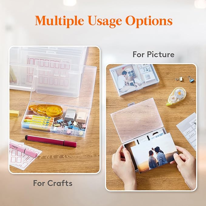 Lifewit 4x6 Photo Storage Box, Plastic Craft Storage Box - Image 8
