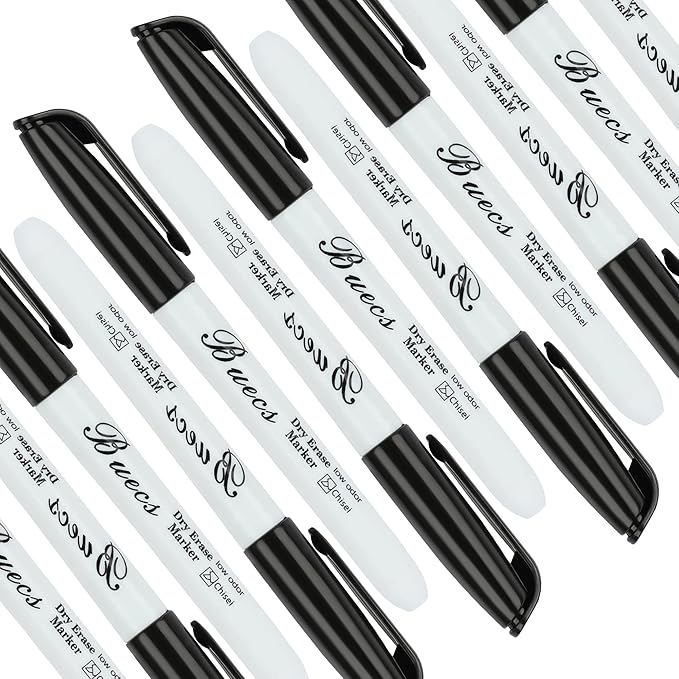 Buecs Black Dry Erase Markers, Chisel tip, Dry-Erase Boards, School Office - Image 3