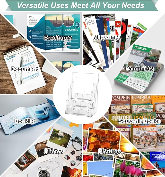 2 Pack Acrylic Brochure Holder 8.5 x 11 inches, 3 Tier Clear Brochure Display - Image 7