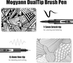 hhhouu 17Pack Dual Tip Black & White Brush Pens- Fineliner & Highlighting Set - Image 2