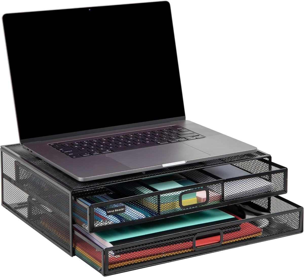 Mind Reader Monitor Stand, Ventilated Laptop Riser, Storage Drawer, Office, M...