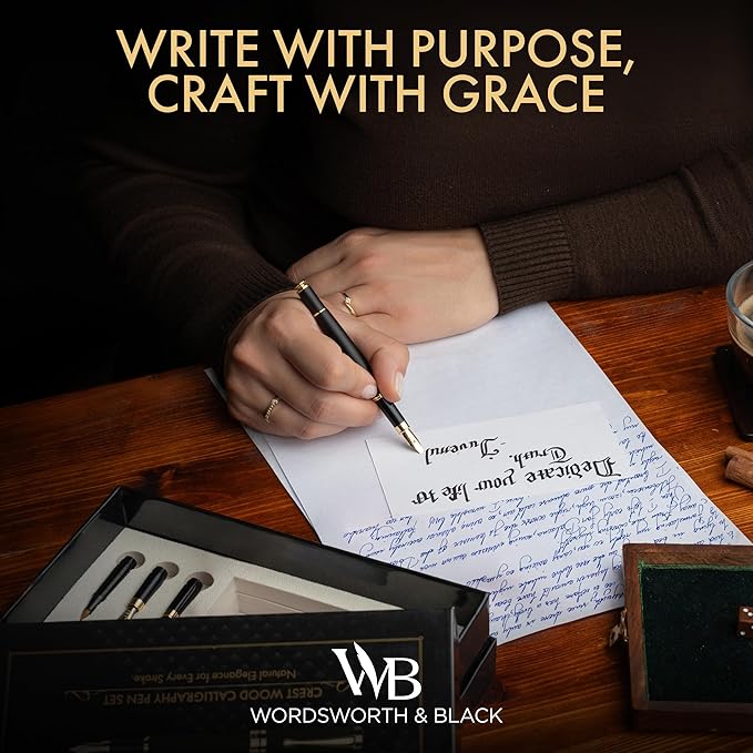 Wordsworth & Black Calligraphy Pen Gift Set, Includes Ink Bottle, 6 Ink - Image 2