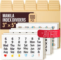 Index Card Dividers 3x5" — 100 Pcs of Cardboard Alphabet Dividers with 108 Stickers & Tabs for Index Card Organizer Holder, Storage File Box, Notecard Organizers — Recipe, Monthly, Alphabetical Cards