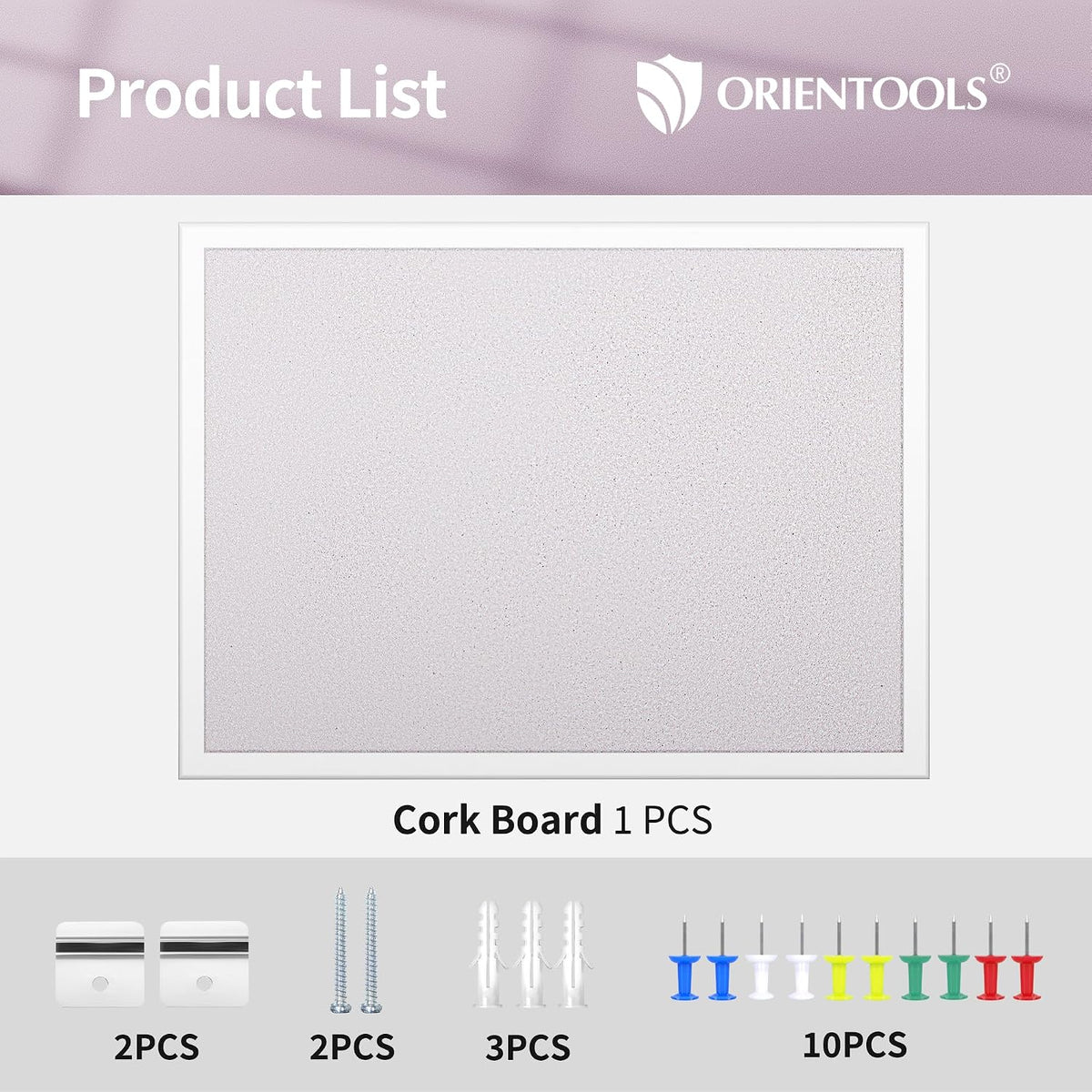 ORIENTOOLS 30x40 White Cork Board, Wooden Frame, Hanging Pin for Office