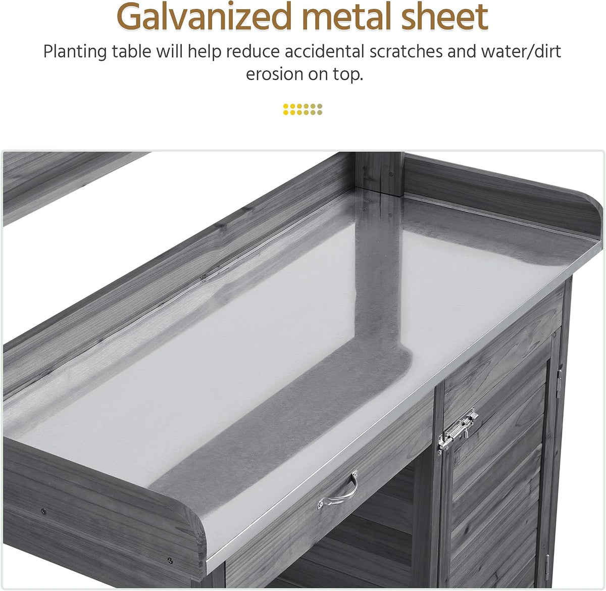 Yaheetech Potting Bench Outdoor Potting Table with Storage,Gray