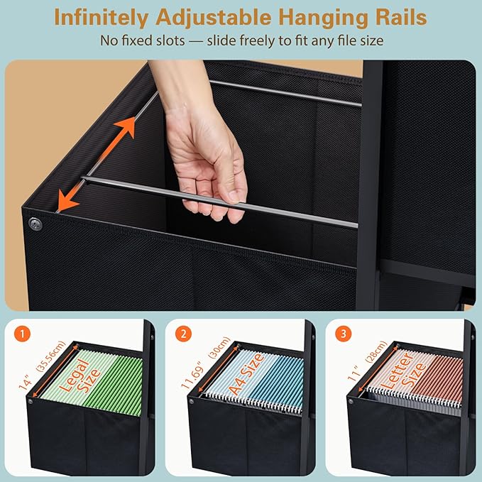 DreamDashio 51" H Tall Mobile File Cabinet, Rolling Printer Stand - Image 4