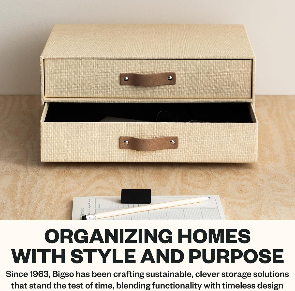 Bigso Birger 2 Drawers - Desktop Drawers for A4 and Letter Size Papers and Do...