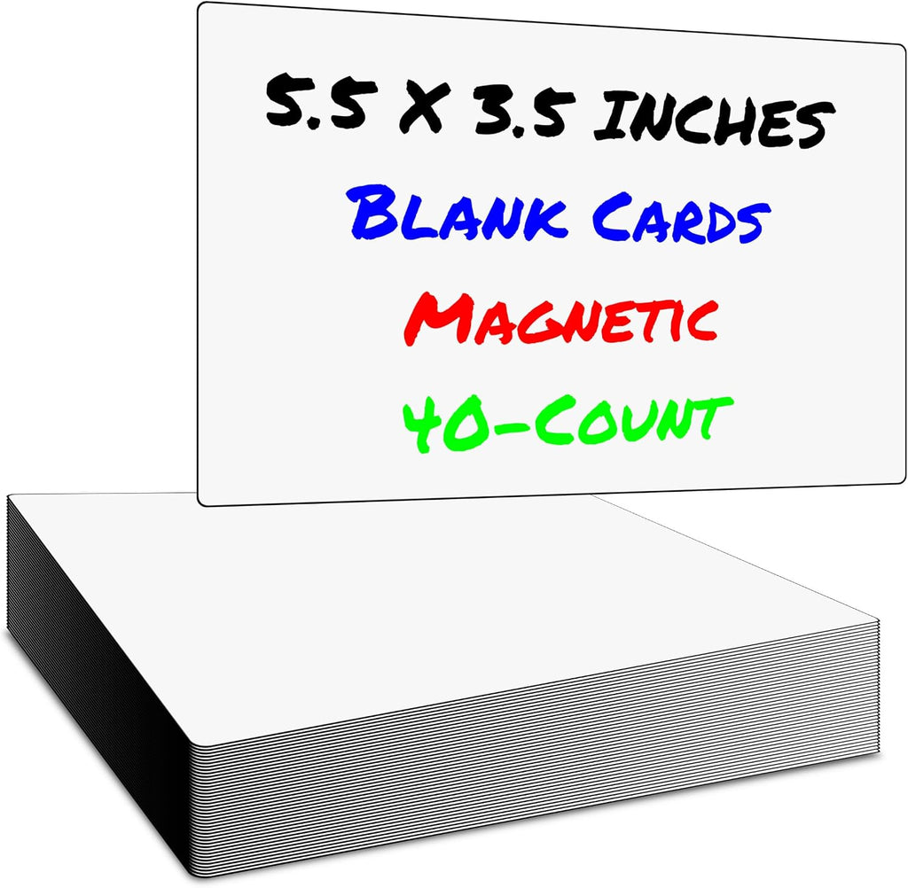 Iconikal Magnetic Note Cards Dry Erase Sheets 3.5x5.5 40-Pack