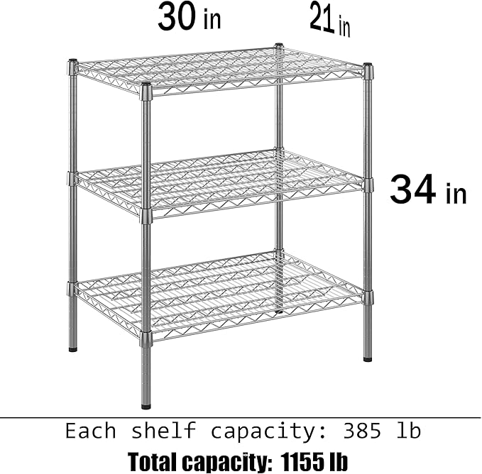 Regal Altair 21" Deep x 30" Wide x 34" Height Wire Shelving Kit | 3-Tier | NSF - Image 3