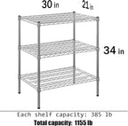 Regal Altair 21" Deep x 30" Wide x 34" Height Wire Shelving Kit | 3-Tier | NSF - Image 3