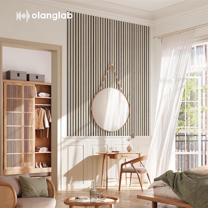 Olanglab Wood Slat Wall Panels 4 Pack, Wooden Acoustic Wall Panels, 94.5"x12.6" - Image 6