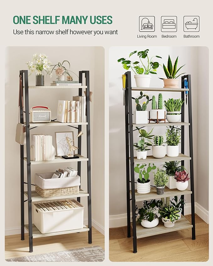 Hzuaneri Ladder Shelf, Bookshelf Bookcase, Freestanding Corner Storage Shelve - Image 6