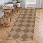lahome checkered easy jute outdoor runner rug, 2x6, front angle view