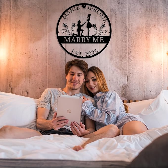 Personalized Valentines Metal Wall Sign, Custom Infinity Heart Love Couple Name - Image 3