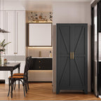 qinptwut 61" metal storage cabinet, 4-tier kitchen pantry, side view