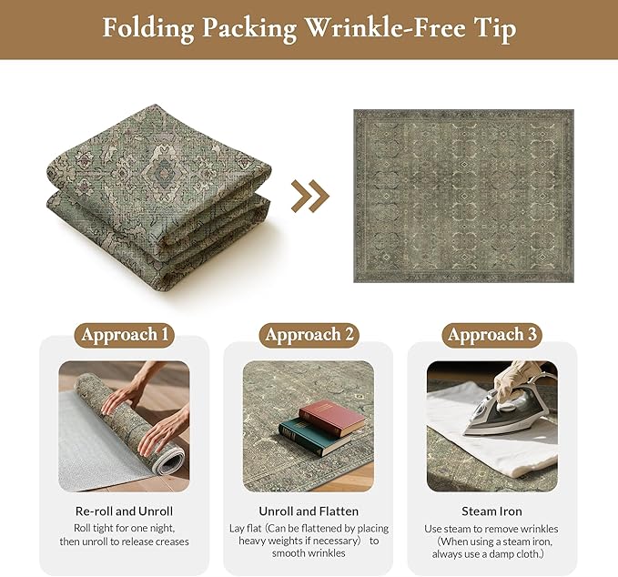 GENIMO 9x12 Area Rugs for Living Room, Machine Washable Non Slip Vintage Rugs - Image 9