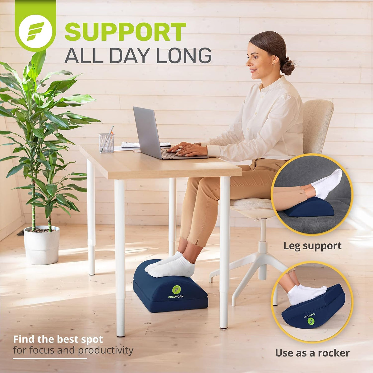 ErgoFoam Foot Rest - Chiropractor-Endorsed Orthopedic Teardrop Design 2in1 Ad...