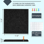 AKTOP Black Cork Bulletin Board 47"x35", 12 Pack Removable Felt Cork Board Tiles - Image 3