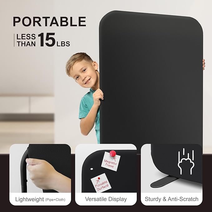 DECOLAB Room Partition Panel, Freestanding Portable Privacy Cubicle Partition - Image 4