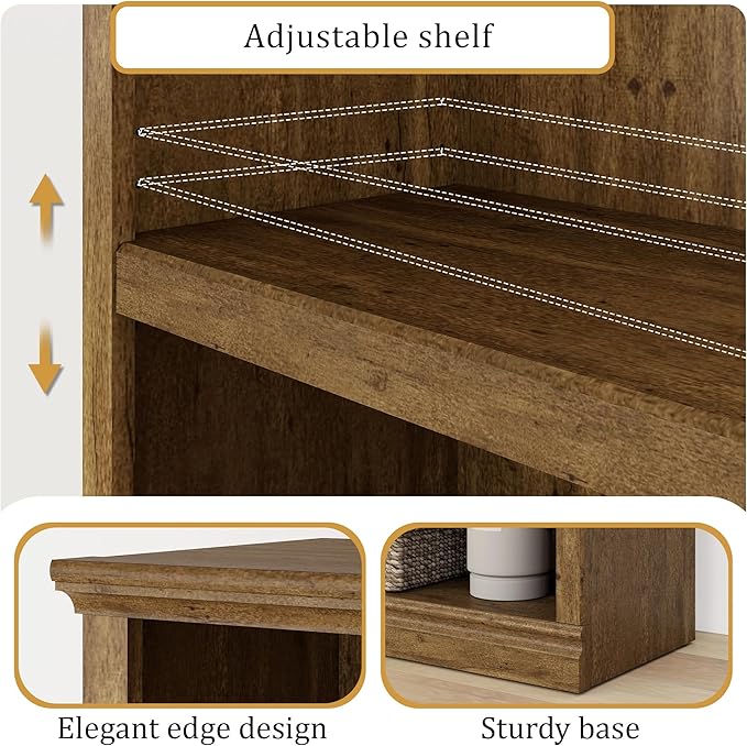 blini 5-Shelf Tall Bookcase Wooden Bookshelves 33in Wide Floor Standing Display - Image 3