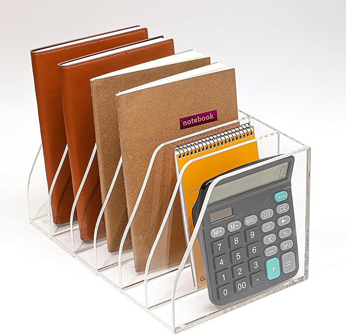 AIDIMOO Acrylic Magazine File Holder, 6 Vertical Compartments Desk Document - Image 3