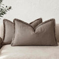 Foindtower Set of 2 Decorative Linen Fringe Lumbar Throw Pillow Covers Boho by Foindtower