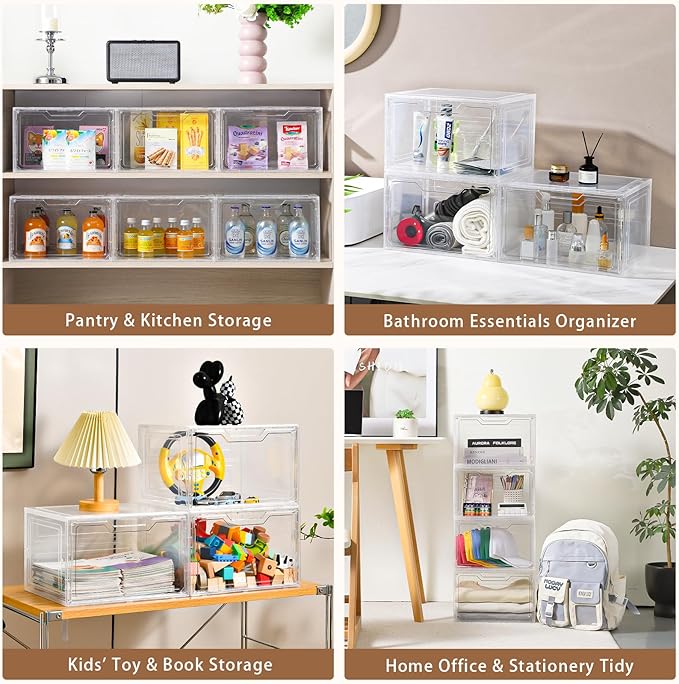 Freebat Closet Organizers and Storage, Acrylic Clear Plastic Storage Bins - Image 7