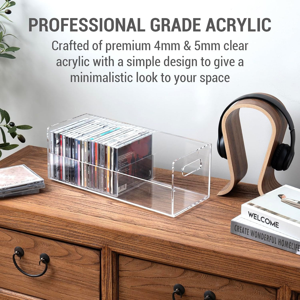 MyGift Modern Premium Clear Acrylic Stackable CD Holder Rack with Cutout Carr...