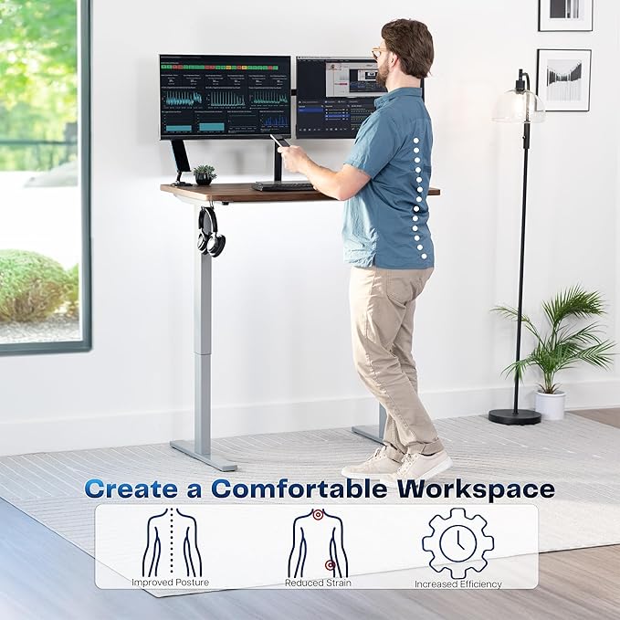 VIVO Electric 43 x 24 in Rustic Standing Desk, Memory Height Adjustment - Image 4