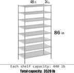 Regal Altair 24" Deep x 48" Wide x 86" Height Wire Shelving Kit | 8-Tier | NSF - Image 3