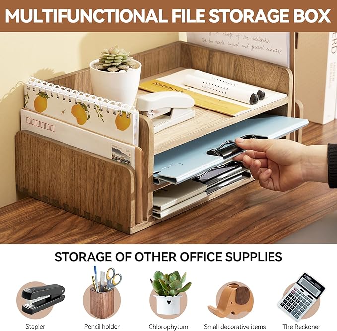 KIRIGEN Wood Desk Organizer 5 Trays - Image 2