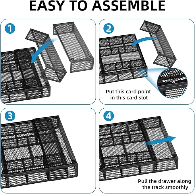 Marbrasse Expandable Desk Drawer Organizer, Mesh Drawer Organizer Tray - Image 7