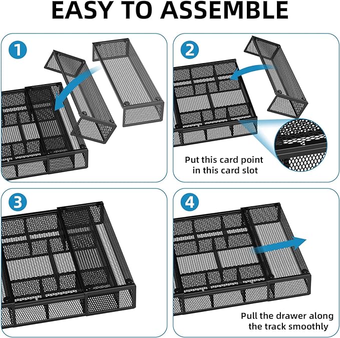 Marbrasse Expandable Desk Drawer Organizer, Mesh Drawer Organizer Tray - Image 7