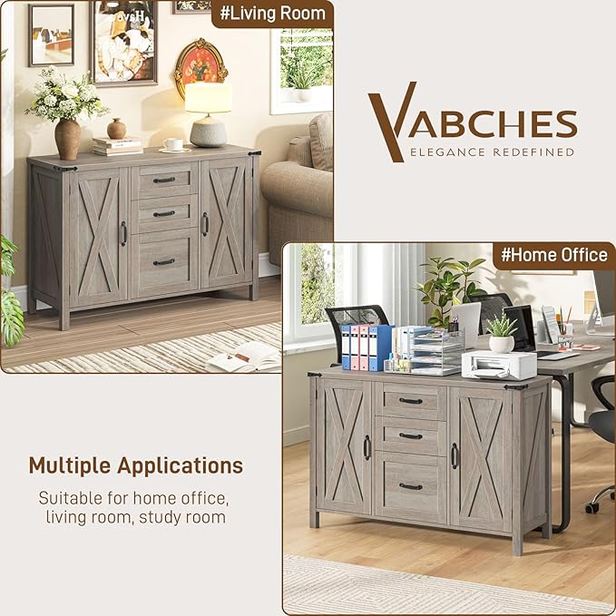 Vabches File Cabinet with 3 Drawers, Farmhouse Lateral File Cabinet Fits Files - Image 9